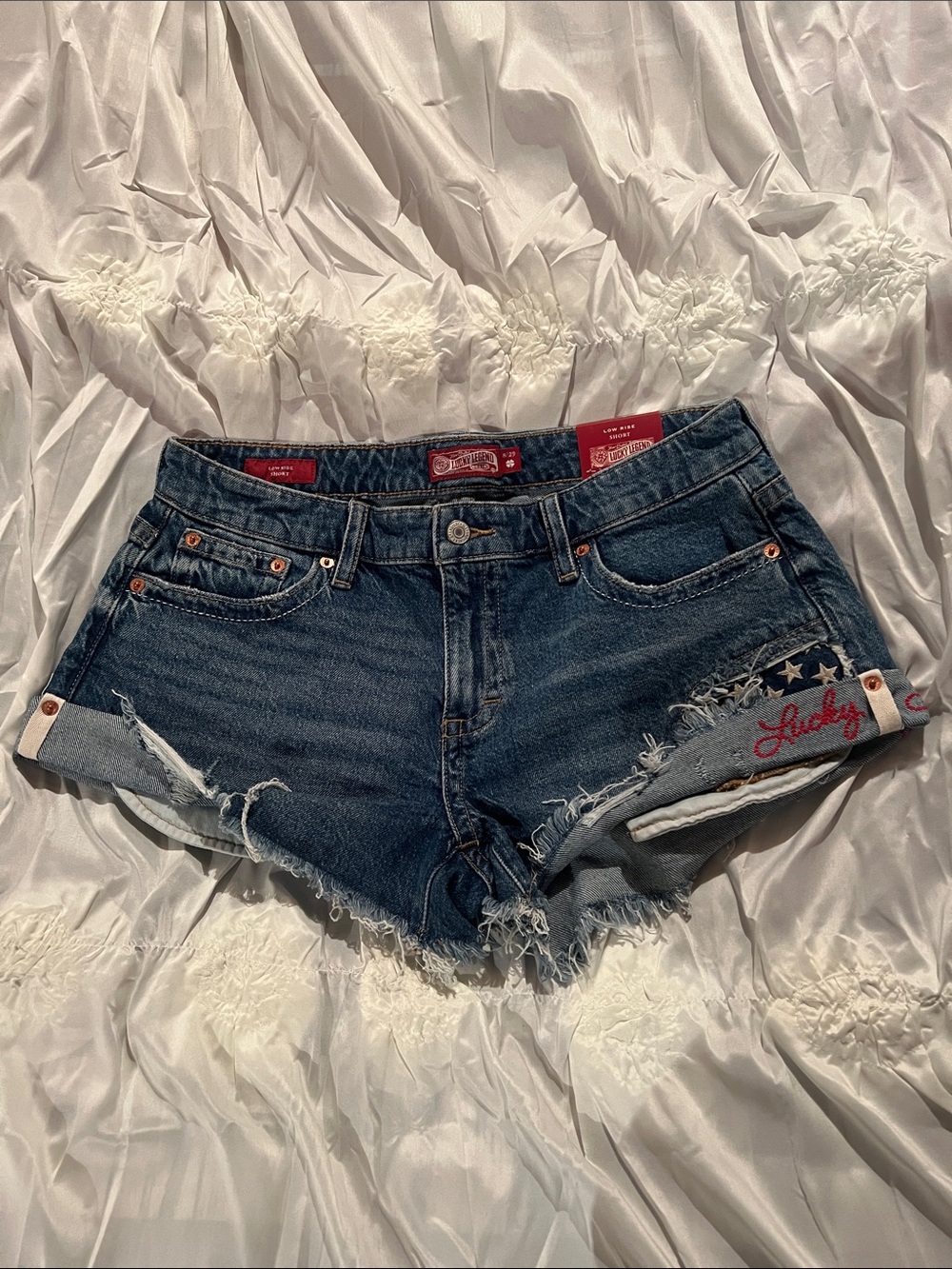 Lucky Brand Dark Blue Distressed Denim Cutoff Shorts